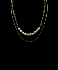Necklace Freshwater pears double chain for set