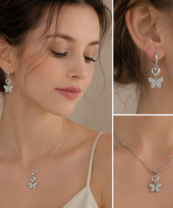 Crystal Butterfly Heart Jewelry Set