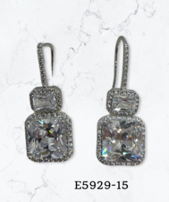 Cubic zirconia earring dangling with 2 post hanger cubes