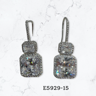 Cubic zirconia earring dangling with 2 post hanger cubes