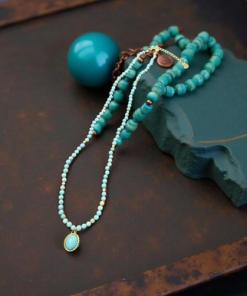 Necklace Turquoise stone beads hanger  pendant