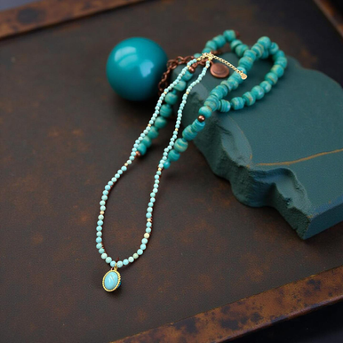 Necklace Turquoise stone beads hanger pendant