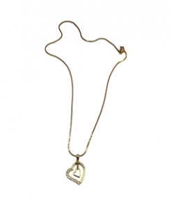 Necklace double heart pendant gold chain