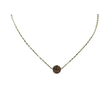 Necklace happy face gold or silver