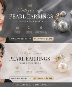 Earring- 2 pearls w/ rhinestones gold trim