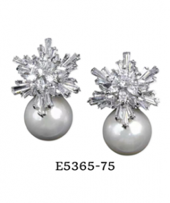 Cubic Zirconia Earring with pearl sterling silver post