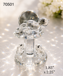 Crystal Figure - Cat on table looking down at two mice , ( 1.85" X 2.25" )