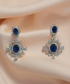 Cubic zirconia earring sterling silver post clear dangling