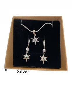 Necklace or earring or set hanging north star pendant colour option