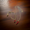 Horn Red  painted pendant necklace or pull cord chain gold