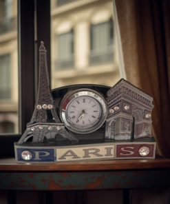 Paris card holder with clock
