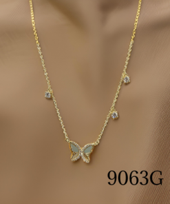 Necklace butterfly marble trim - Silver or Gold