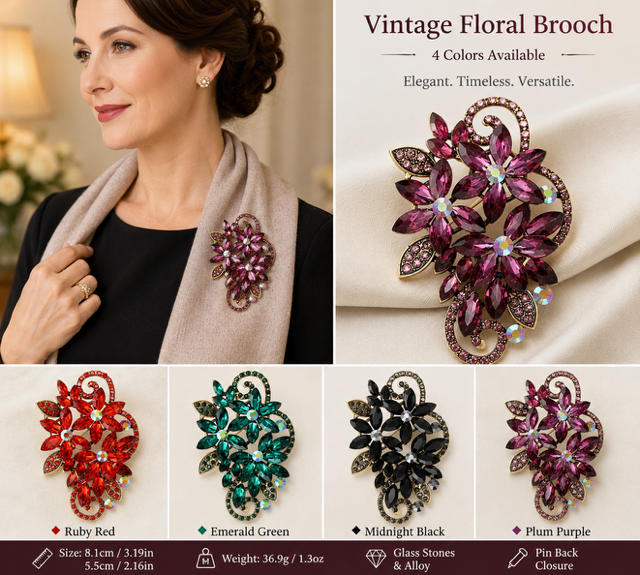 Vintage Floral Brooch Collection - Image 2