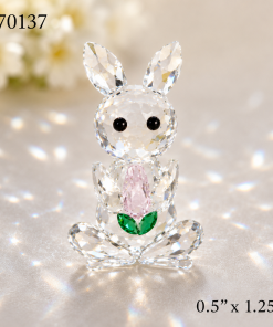 Crystal Figure - Bunny rabbit with pink carrot