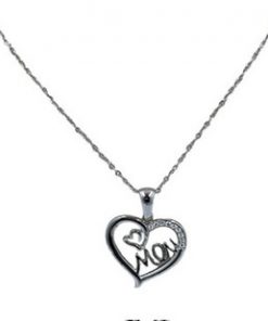 Titanium Chain and Stainless steel heart mom silver