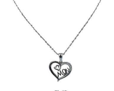 Titanium Chain and Stainless steel heart mom silver