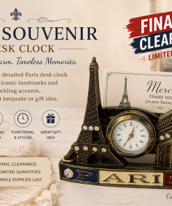 Paris Landmark Desk Clock & Business Card Holder