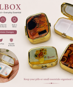 Art Collection Pill Box with Mirror