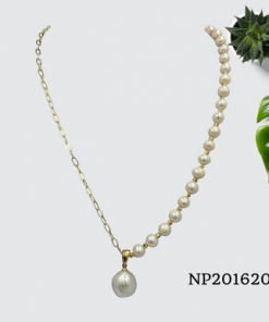 Necklace FreshWater pearl w/ baroque silver or gold beads