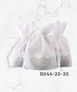 Lace white organza  bag pack of 12