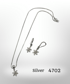 Necklace or earring or set hanging snowflake  pendant colour option