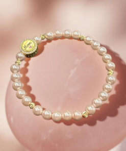 Bracelet  Mom with Pink Heart shell pink pearls