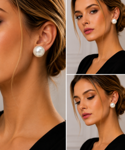 Clip earrings large flat pearls, 15 mm