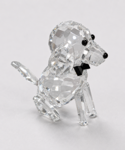 Crystal Figure- Dog sitting with black bow , ( 1.5" X  2" )