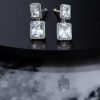 Cubic zirconia earring - 2 cubes  dangling