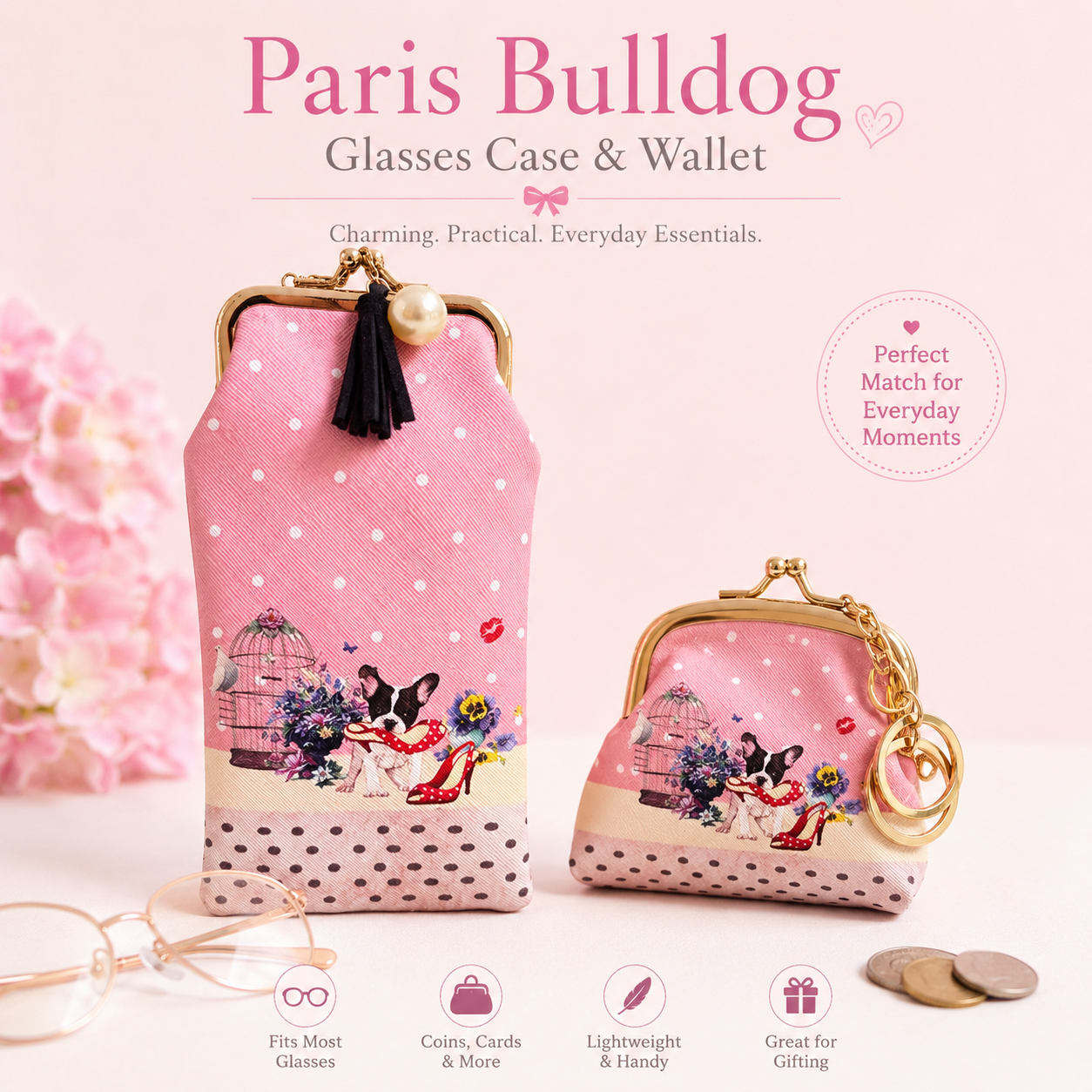 French Bulldog Glasses Case & Wallet