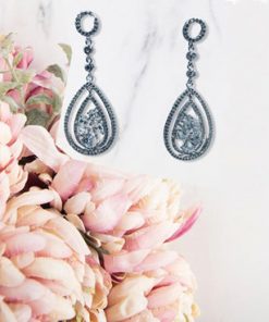 Earring-Large hanging AAA cubic zirconia and Austrian crystal tear drop outline earrings with stones inside