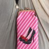 Glasses case- Pink stripped background with polka dot high heels, pink background