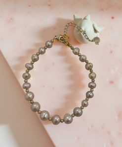 Necklace freshwater Light Purple  Pearl with Carbon colour beads