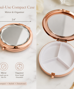 Pill Box - Rose Gold  w/ Mirror Inside & Outside-Final Sale