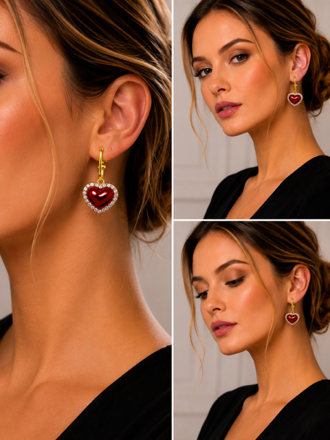 Clip Earring Red Heart