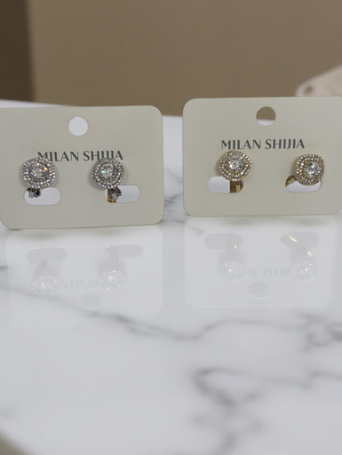 Earring Clip 5mm diamond size trim double stone