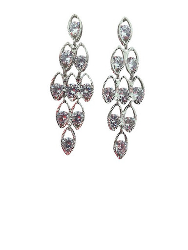 Earring- Cubic Zirconia Dangling 5 line