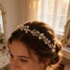 Pearl Bridal Headband with Ribbon Tie
