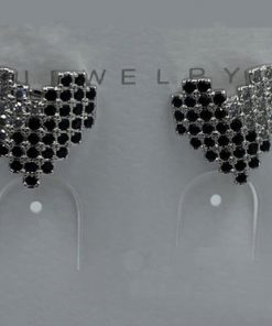 Clip earrings- Silver and black hearts