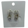 Clip earrings- Flower studs , hanging gold tear drops