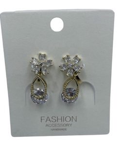 Clip earrings- Flower studs , hanging gold tear drops