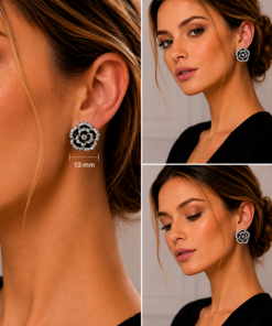 Clip earring - Large flower with rhinestones (colour options)