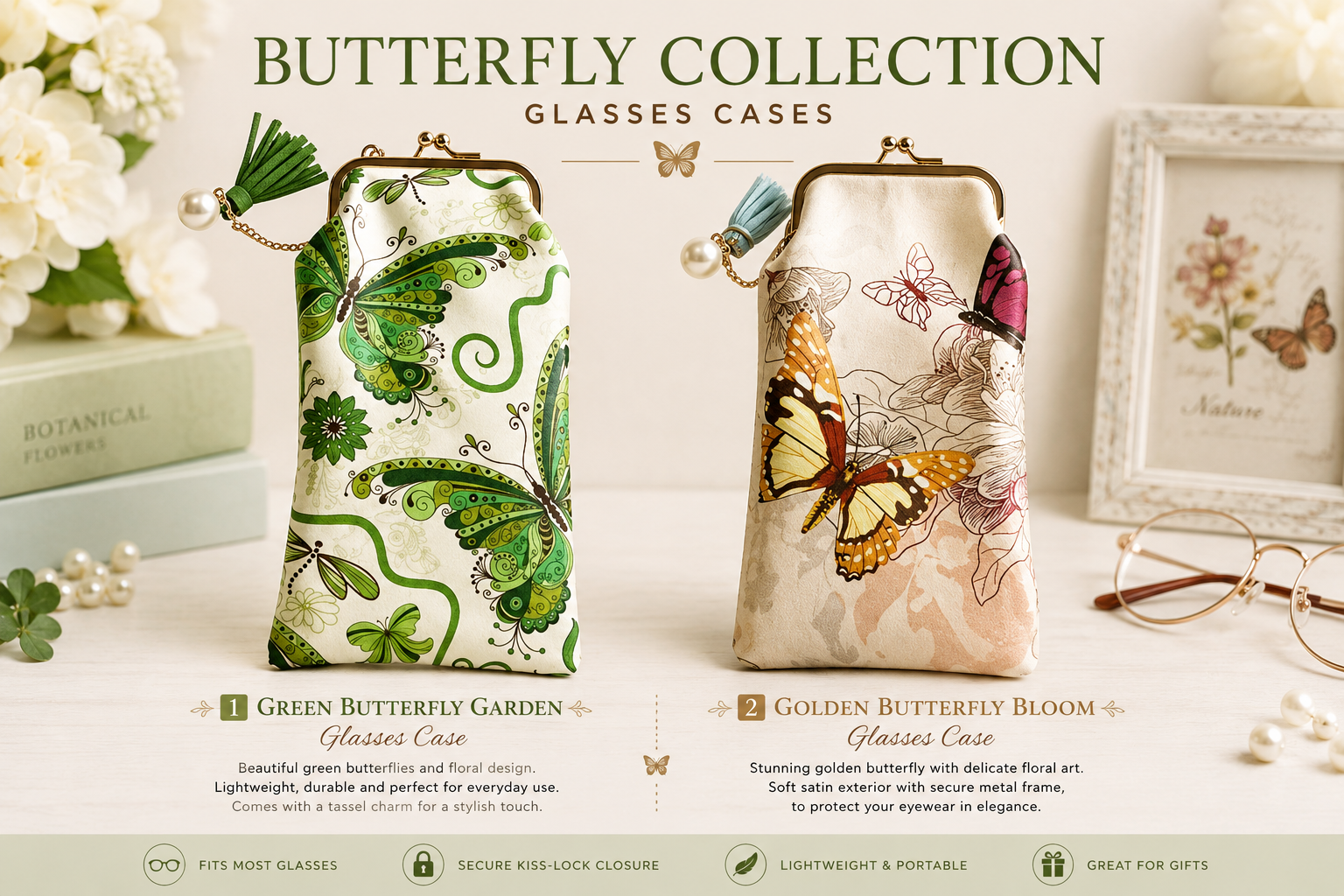 Butterfly Garden Glasses Case
