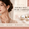 Earring- pearl stud with gold rim