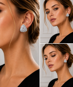 Clip Earring Oval Round Cubic Zirconia