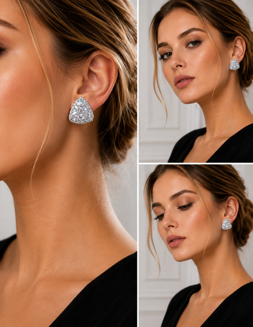 Clip Earring Oval Round Cubic Zirconia