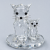 Crystal Figure - Big cat with small cat , ( 2" X 2.25" )