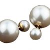 Earring- pearl stud with gold rim