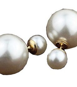 Earring- pearl stud with gold rim