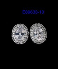 Earring - cube zirconia silver post stud size1"x05"